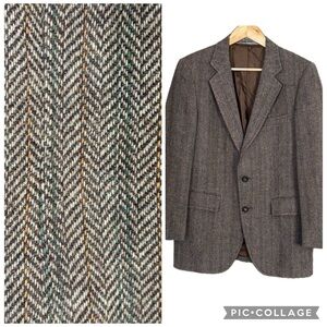 Vintage 7/1984 Adams Row USA Men 2 Button Pure Virgin Wool Tweed Sport Coat 38S